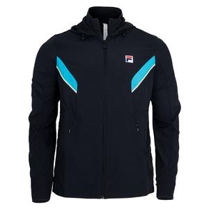 Men`s Backspin Track Tennis Jacket Black and Hawaiian Ocean