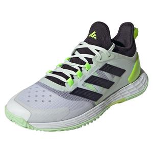 Men`s adizero Ubersonic 4.1 Tennis Shoes White and Lucid Lemon