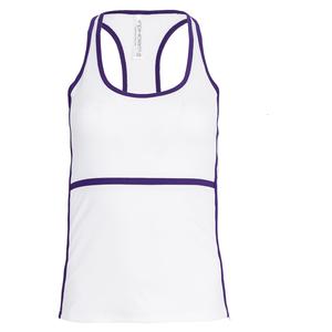 Women`s Ashley Racer Tennis Tank White and Imperial