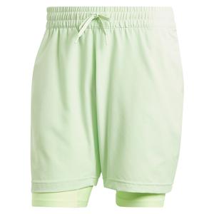 Men`s 2N1 Pro Tennis Short Semi Green Spark