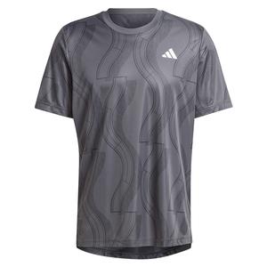 Men`s Club Graphic Tennis Top Carbon and Black