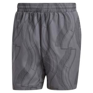 Men`s Club Graphic Tennis Short Carbon and Black