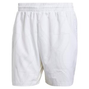 Men`s Club Graphic Tennis Short White and Grey One