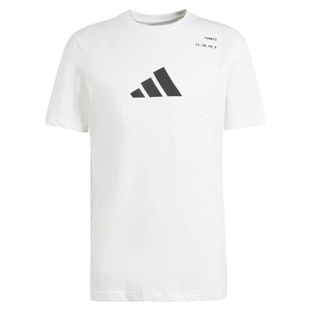 adidas Men`s Graphic Logo Tennis Tee White