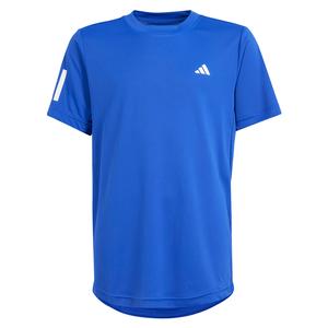 Boy`s 3 Stripe Club Tennis Tee Semi Lucid Blue