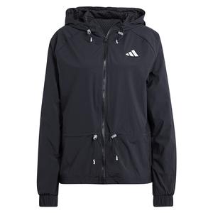 Women`s Semi Transparent Full-Zip Tennis Jacket Black