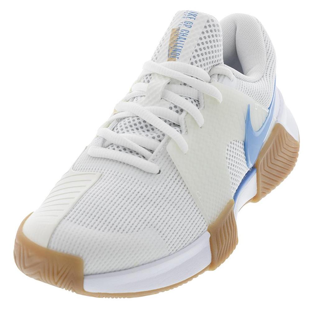 NikeCourt Women`s Zoom GP Challenge 1 Tennis Shoes White and Light Blue