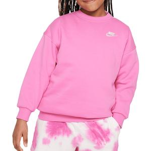 Girl`s Sportswear Club Fleece Sweatshirt Playful Pink and White