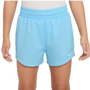 Girl`s Dri-Fit High-Waisted Woven Training Shorts Aquarius Blue and White