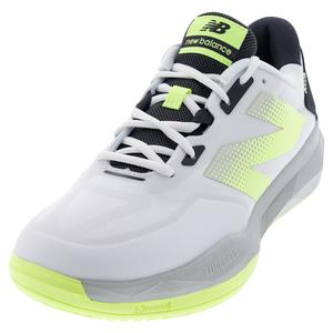 Men`s FuelCell 796v4 2E Width Tennis Shoes White and Bleached Lime