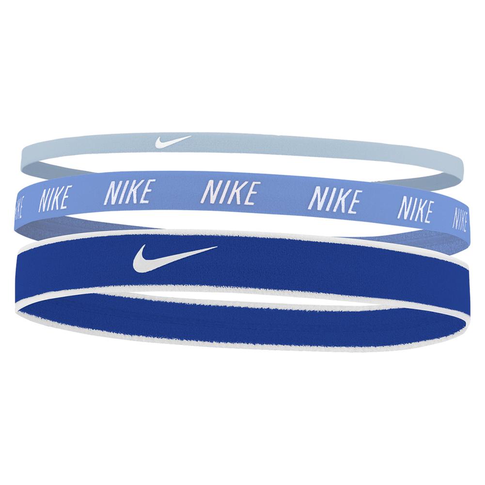Nike Women`s Mixed Width Hairbands 3 Pack Light Armory Blue and White