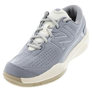 Men`s 696v5 D Width Tennis Shoes Gray and White