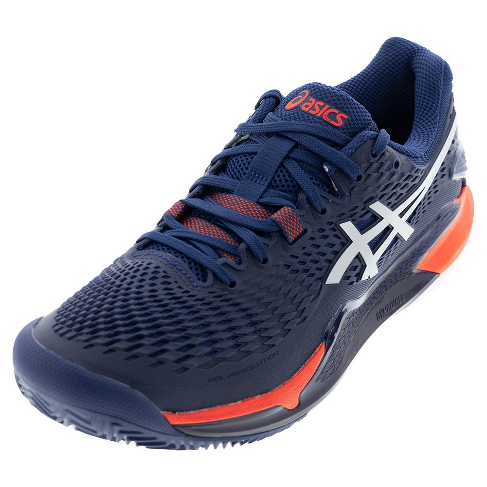 ASICS Men`s Gel-Resolution 9 Clay Tennis Shoes Blue Expanse and Pure Silver
