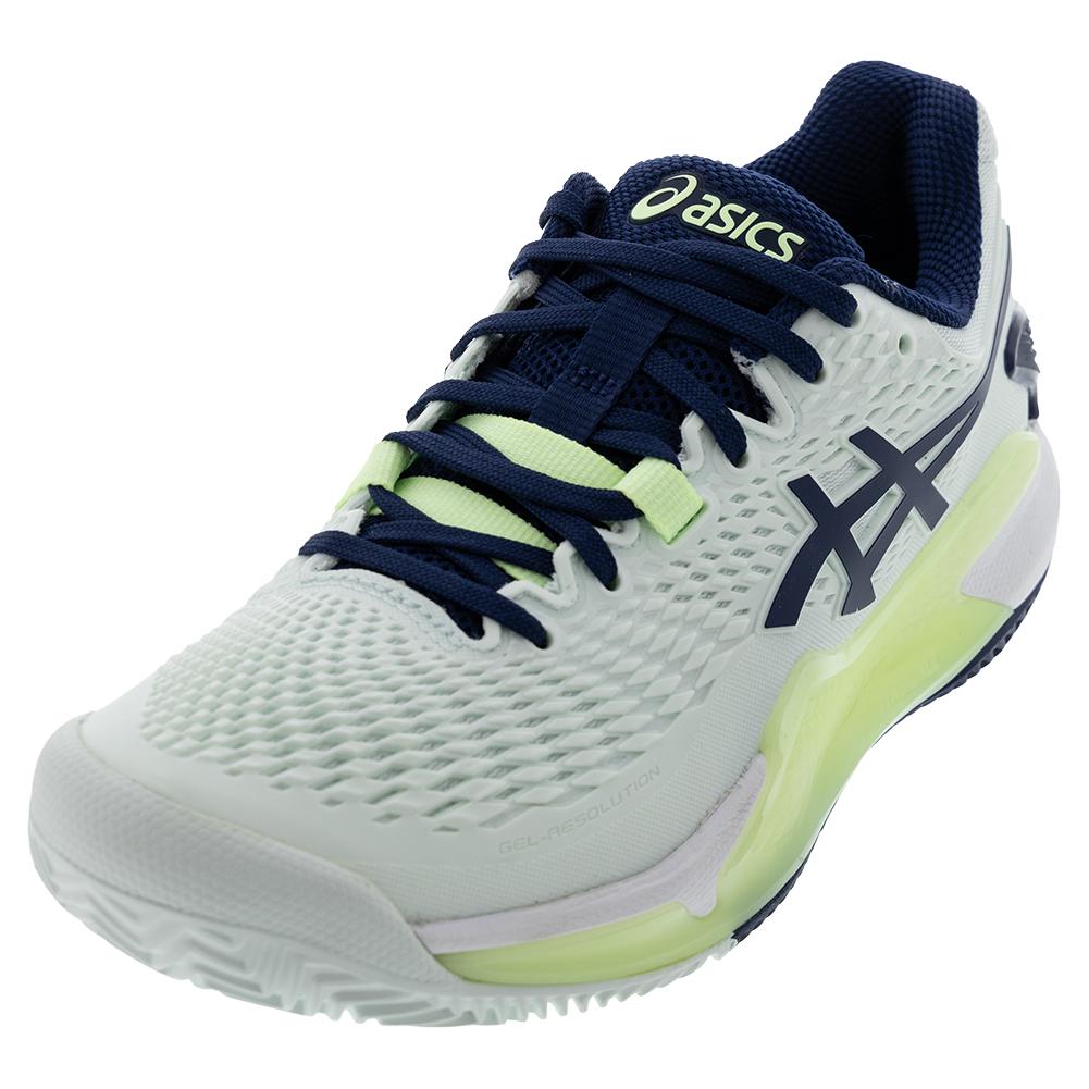 ASICS Women`s Gel-Resolution 9 Clay Tennis Shoes Pale Mint and Blue Expanse