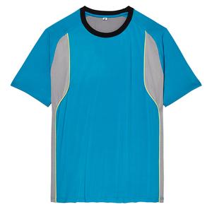 Men`s Back Spin Short Sleeve Mesh Tennis Crew Hawaiian Ocean and Silver Sconce