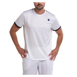 Men`s Ascendor Stripe Short Sleeve Tennis Crew Peacoat