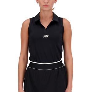 Women`s Collared Tournament Tennis Tank Black