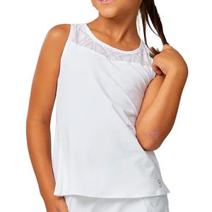 Girl`s Diamond Jacquard Racerback Tennis Tank White and Diamond Jacquard