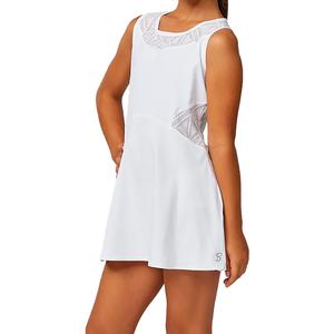 Girl`s Diamond Jacquard Tennis Dress White and Diamond Jacquard