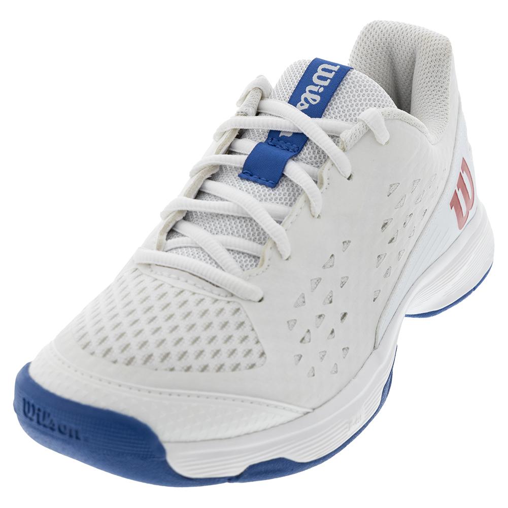 Wilson Juniors` Rush Pro Tennis Shoes White and Deja Vu Blue