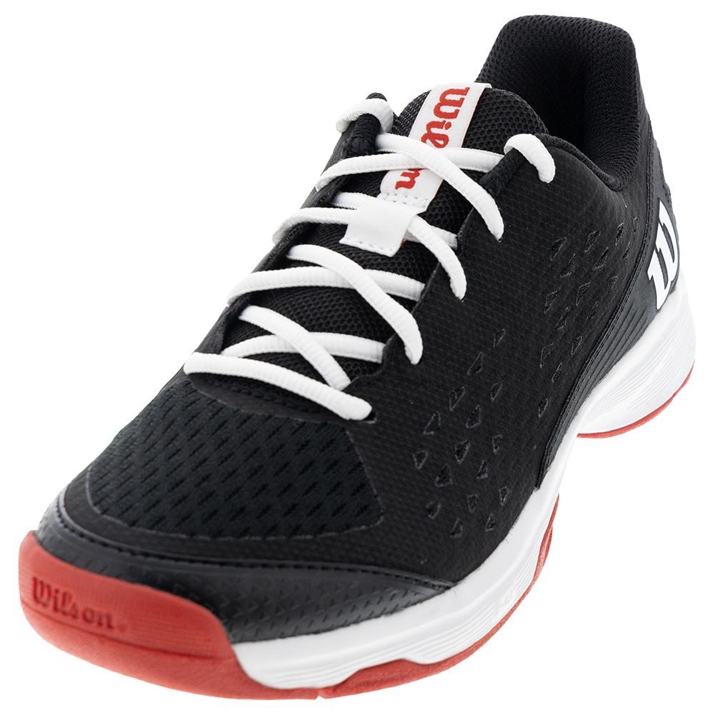 Wilson Juniors` Rush Pro Tennis Shoes Black and Wilson Red