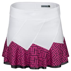 Women`s Marcela Flounce Tennis Skort White and Pink