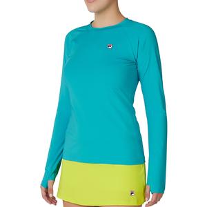 Women`s Long Sleeve UV Blocker Tennis Top Scuba Blue