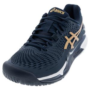 Men`s Gel-Resolution 9 Tennis Shoes French Blue and Pure Gold