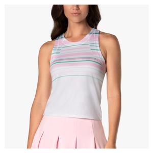 Women`s Deco Stripe Crop Tennis Tank White