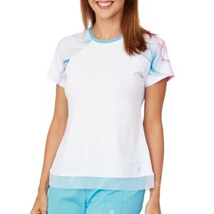 Women`s Spectrum Raglan Short Sleeve Tennis Top White and Spectrum