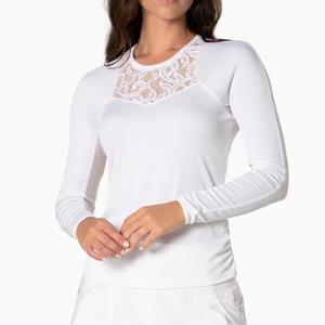 Women`s Lace Track Long Sleeve Tennis Top White
