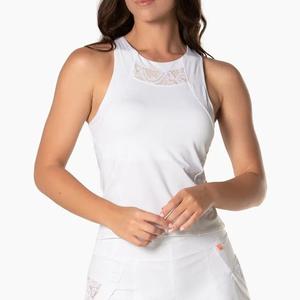 Women`s Lace Track Crop Tennis Tank White