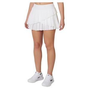 Women`s Asymmetrical Pleated Tennis Skort White