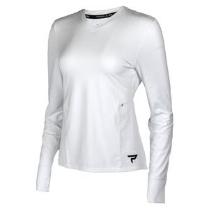 Womens Long Sleeve Performance Tennis Top White and Black
