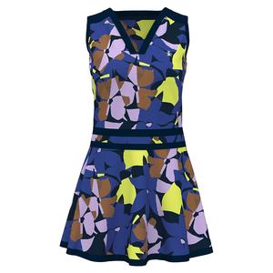 Women`s Printed Tennis Dress with Blocked Binding Black Iris