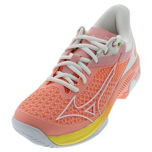 Women`s Wave Exceed Tour 5 AC Tennis Shoes Candy Coral and Snow White