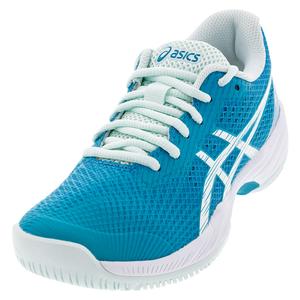 Womens Gel-Game 9 Tennis Shoes Teal Blue and White