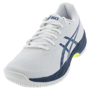 Mens Gel-Game 9 Tennis Shoes White and Mako Blue