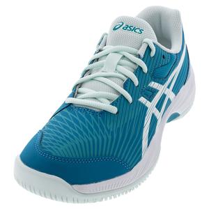 Juniors Gel-Game 9 GS Tennis Shoes Teal Blue and White