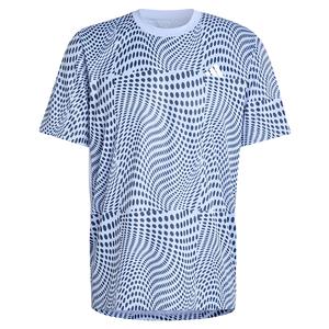 Mens Club Graphic Tennis Top Blue Spark and Aurora Ink