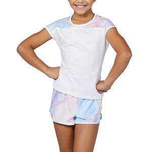 Girls Back Cut-Out Tennis Top White and Watercolor