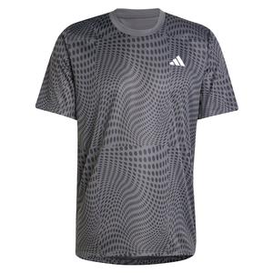 Mens Club Graphic Tennis Top Carbon and Black