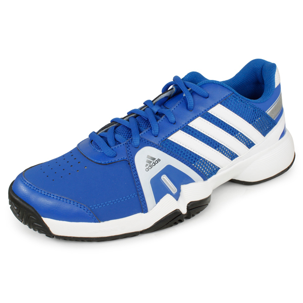 Men`s Adipower Barricade Team 3 Tennis Shoes Blue And White | Toptags