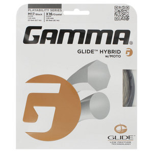 Glide Hybrid With Moto 17/16G Tennis String Black and Crystal