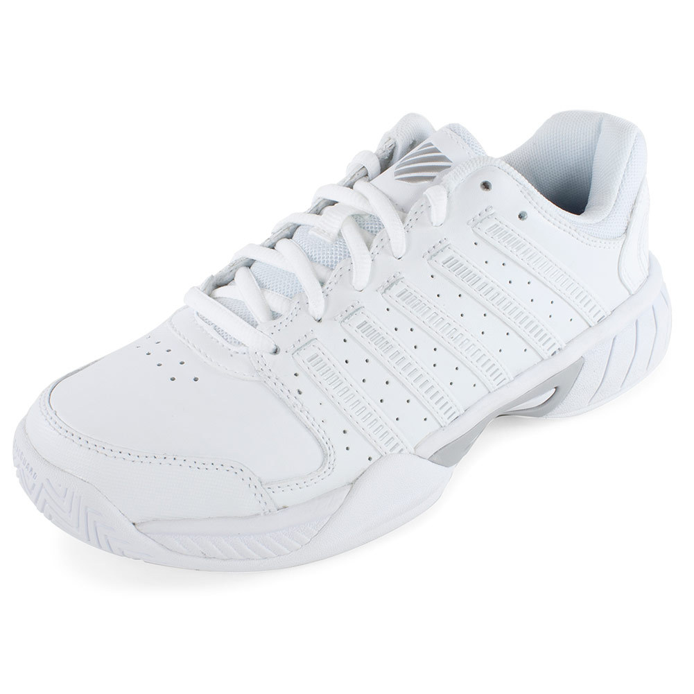 K-SWISS Women`s Express Leather Tennis Shoes White and Silver