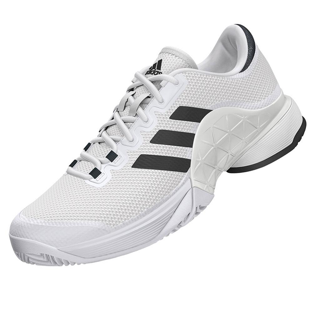 adidas Junior&#39;s Barricade 2017 Tennis Shoes White and Solid Gray