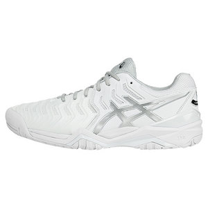 ASICS Men's Gel-Resolution 7 Tennis Shoes White and Silver