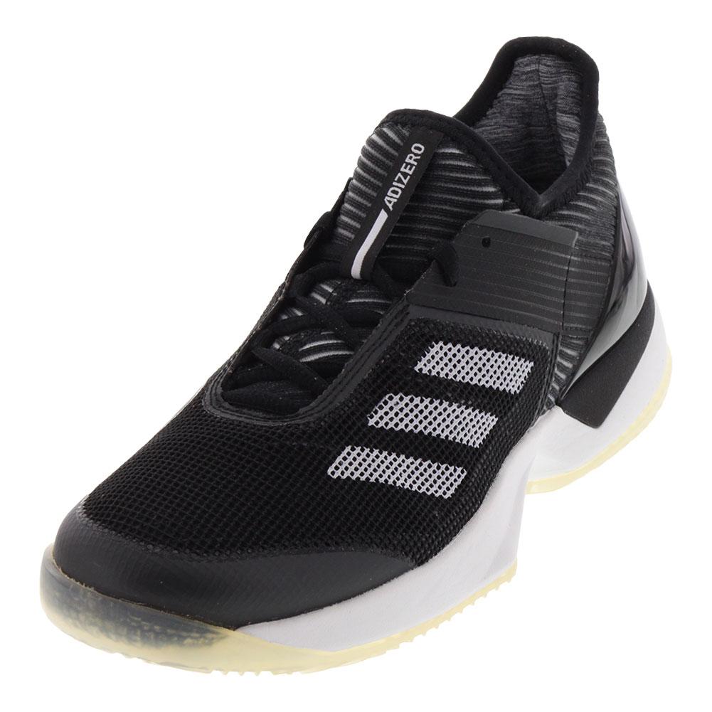 adidas Women's Ubersonic 3 Clay Court Tennis Shoes in Black and White