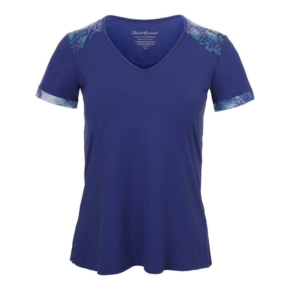 Denise Cronwall Women’s Cap Sleeve Tennis Top in Blue