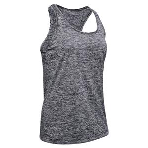 Women`s Tech Twist Tank Black and Metallic Silver